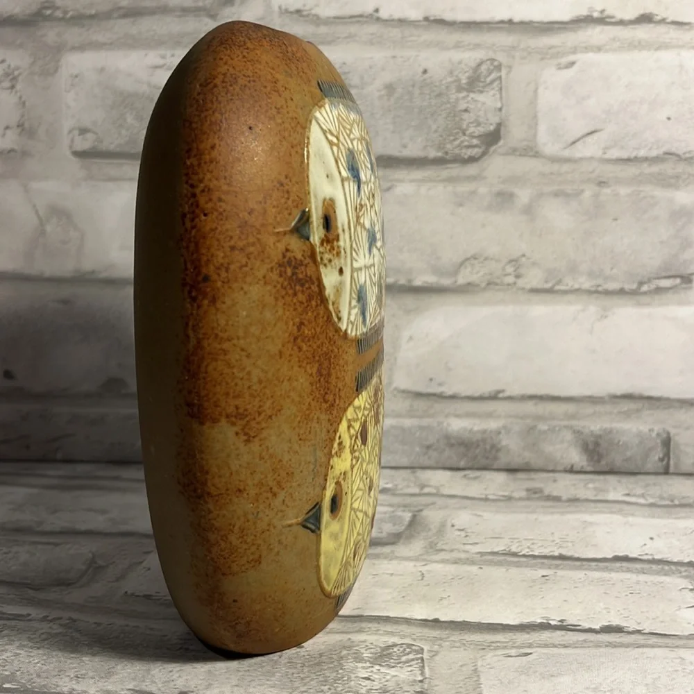 Vintage Counterpoint rustic glazed fish pottery vase San Francisco Takahashi